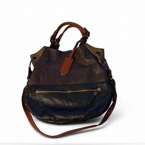 orYANY Two-Tone Brown Leather Hobo Bag